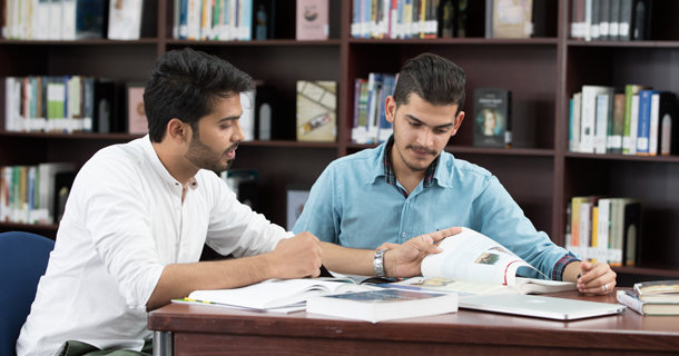 Image of students at Library in Dubai Campus of Abu Dhabi University