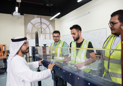 Emirati professor teaching Bachelor's degree in Civil Engineering students at Abu Dhabi University